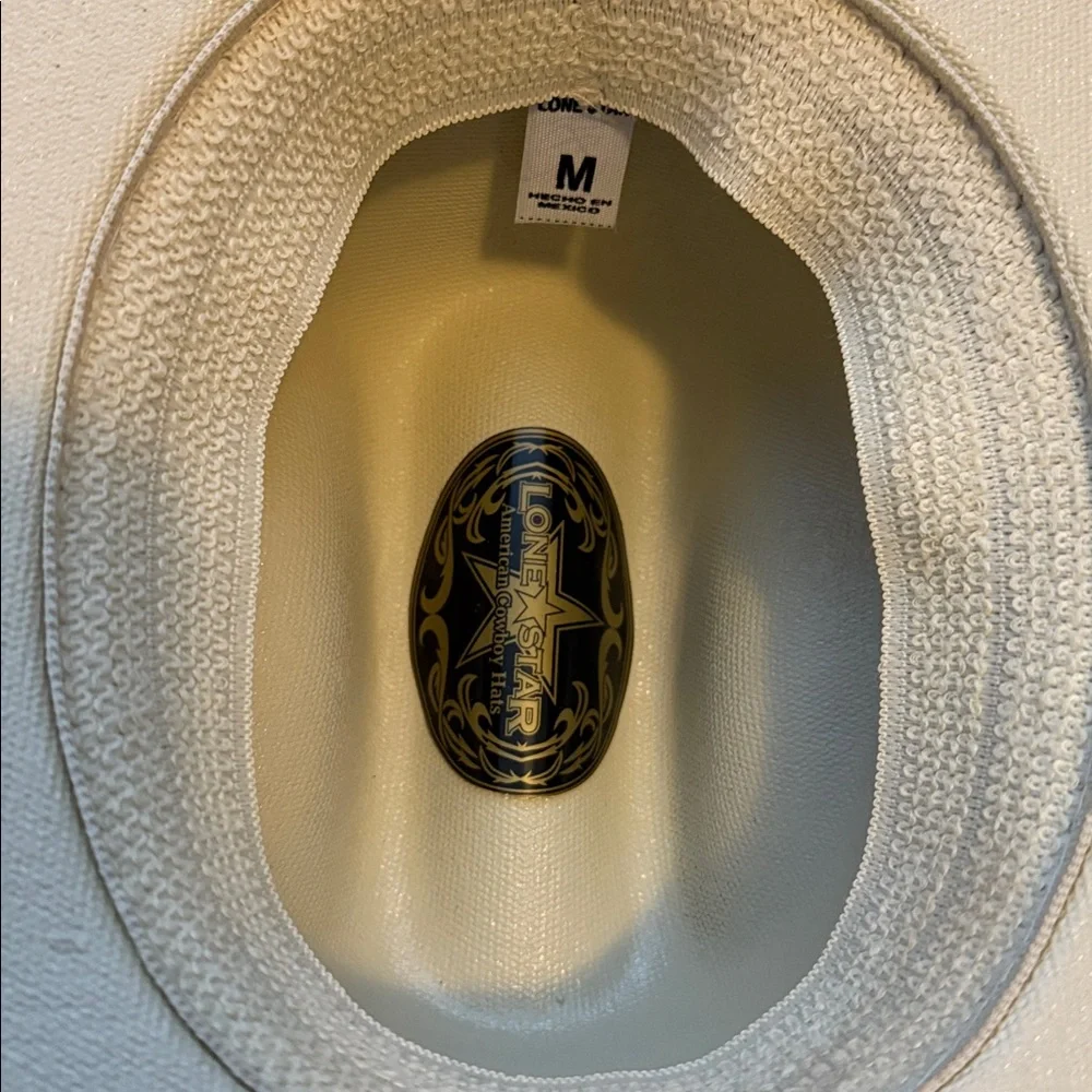 Cream Cowboy Hat with Patterned Band - Picture 3 of 4